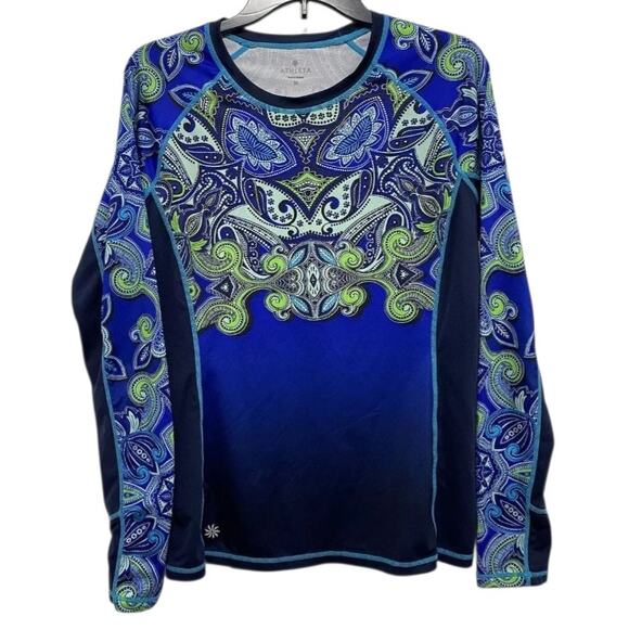 Athleta Performance Runaway LS Moisture-wicking Athletic Top Paisley sz Large - Picture 1 of 11